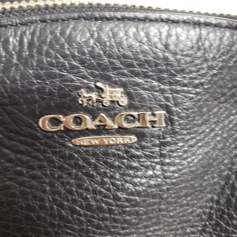 Coach F36675 Pebble Leather Kelsey Satchel Handbag Black with Silver Hardware - Picture 5 of 16